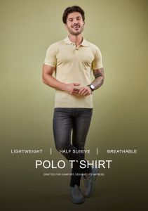 Mens Light Yellow Breathable Polo T-Shirt