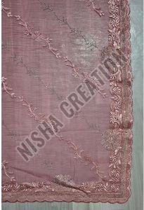 Light Pink Embroidery Silk Saree