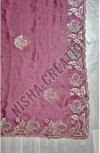 Mauve Embroidery Silk Saree