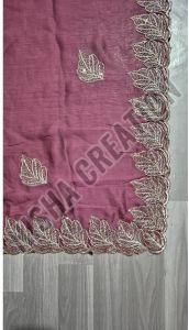 Rose Taupe Embroidery Silk Saree