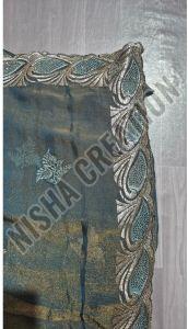 Fuscous Grey Embroidery Silk Saree