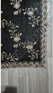 Black Embroidery Silk Saree