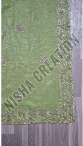 Light Green Embroidery Silk Saree