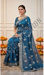 Beautiful Embroidery Silk Saree