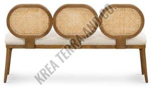 Teak Wood Vintage Style Wooden Cane Bench
