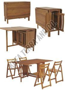 Foldable Dining Cabinet Table with Chairs Set