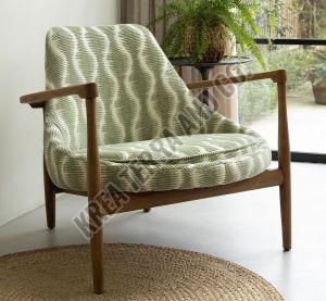 Green Wave Upholstered Mid-Century Armchair