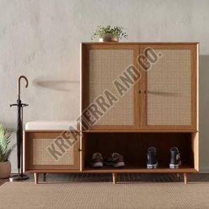 Solid Wooden Cane Shoe Rack
