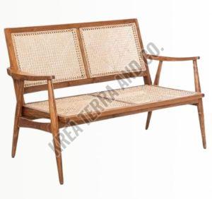 Teak Wood Vintage Style Wooden Cane Bench
