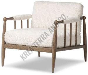 White Wooden Bedroom Chair With Armrest
