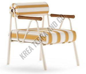 Yellow Stripe Tubular Frame Lounge Armchair