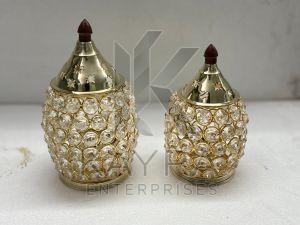 Home Decorative Brass Crystal Diya
