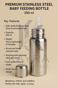 Durable Stainless Steel Baby Feeding Bottle with Silicone Nipple