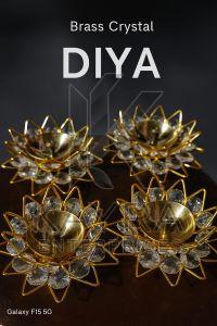 White Diamond Brass Crystal Diya