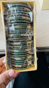 Party Wear Green Lac Bangles Set