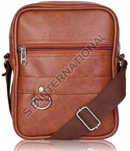 Brown Textured Leather Sling Bag