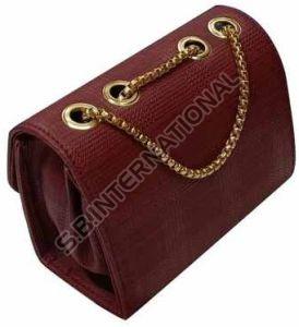 Burgundy Chain Handle Leather Purse