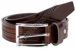 Dark Brown Embossed Leather Belt