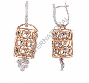 Gold Diamond Floral Cluster Earrings