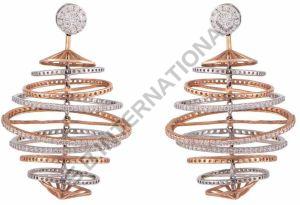 Gold Diamond Solitaire Pendant Earrings