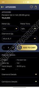 Ladies Diamond Gold Pendant Set