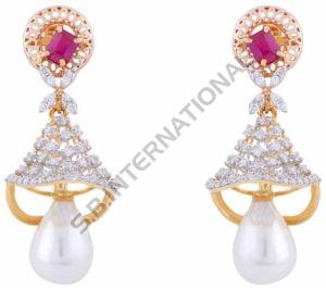 Yellow Gold Diamond Hoop Earring