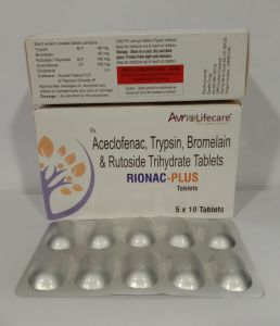 Rionac Plus Aceclofenac Trypsin Bromelain Rutoside Trihydrate Tablet