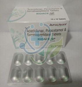 Rioace SP Aceclofenac Paracetamol Seratiopeptidase Tablet