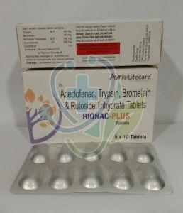 Rionac Plus Aceclofenac Trypsin Bromelain Rutoside Trihydrate Tablet
