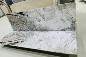 White Melange Marble Slab