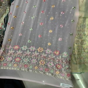 Choli Daman Embroidered Fabric