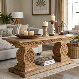 Modern Hand Carved Wooden Dining Table