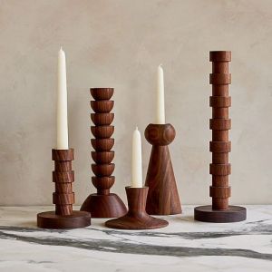 Walnut Finish Candle Stand