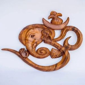 Wooden Om Ganesh Wall Hanging