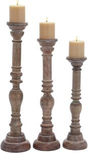 Wooden Pillar Candle Holder