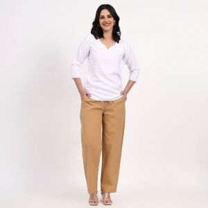 Brown Wide Leg Cotton Pant