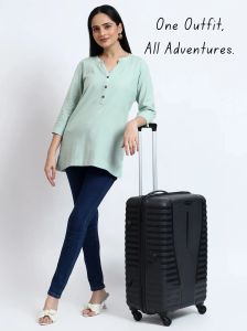 Mint Green Linen Cotton Ladies Short Kurti