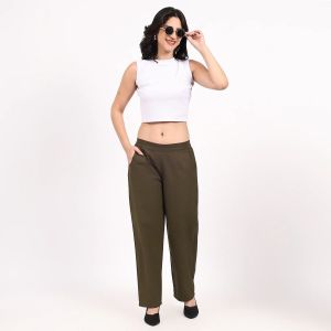 Olive Wide Leg Cotton Pant