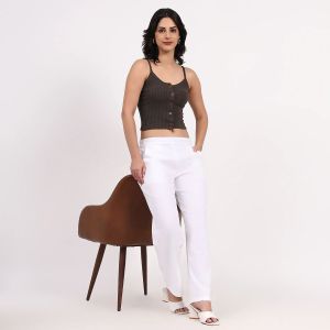 White Wide Leg Cotton Pant