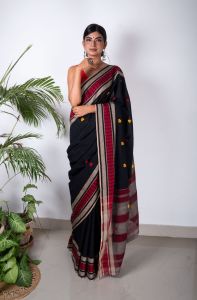 Black Dhaniakhali Cotton Saree
