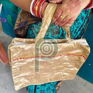 Handmade Golden Silk Tote Bag
