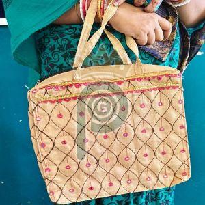 Ladies Cotton Embroidered Shopping Bag