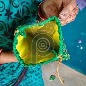 Rope Handle Green Potli Batua Bag