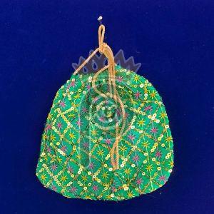 Rope Handle Green Potli Batua Bag