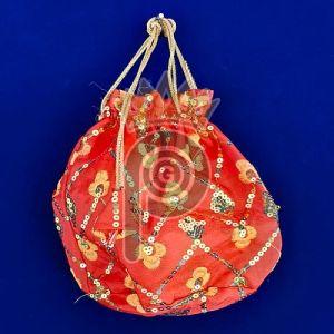 Rope Handle Red Potli Batua Bag