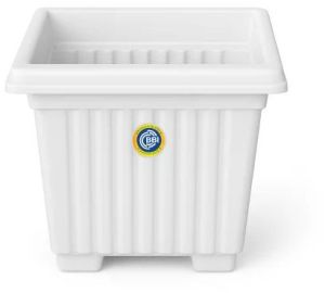 Plastic White Square Flower Pot