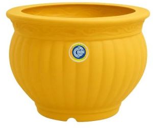 Yellow Matki Shape Plastic Pot