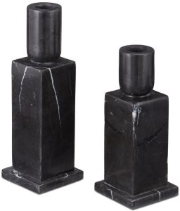 Black Marble Candle Lighting Set OF 2 Pcs