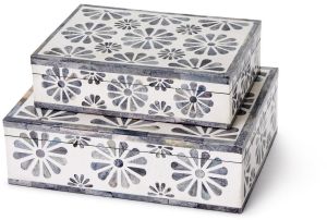 Bone & Resin Floral Mosaic Organizer Box