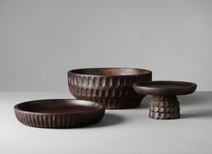Carved Wooden Accent Bowl Set